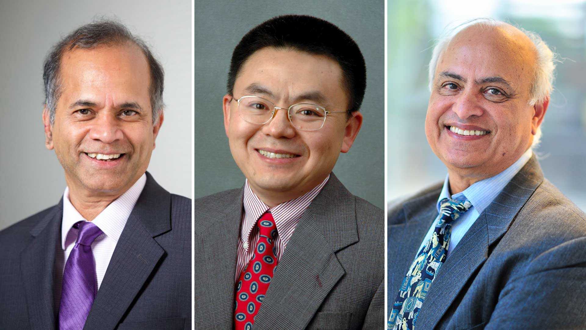 The election of engineering professors, from left, Rama Chellappa, Ji-Cheng “JC” Zhao and Inderjit Chopra to the National Academy of Engineering boosts the number of UMD faculty in the national academies to 67.